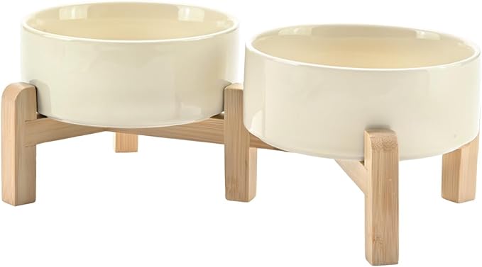 SPUNKYJUNKY Elevated Dog Bowls Ceramic, 5.1&