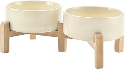 SPUNKYJUNKY Elevated Dog Bowls Ceramic, 5.1&