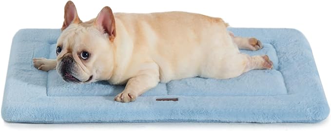 Made4Pets Dog Crate Pad Bed for Medium Dogs, Washable &amp; Reversible, Anti-Slip Kennel Mat for Cozy Sleeping, Soft Fluffy Dog Bed for Indoor &amp; Outdoor Use, 29"x21", Blue