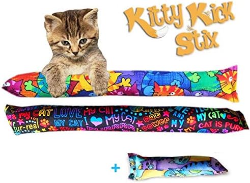 Kitty Kick Stix 15" Original Catnip Kicker Toy (Set of 2), Handmade in USA by Cat Lovers, Interactive Natural Cat &amp; Kitten Toy, Packed with 100% Potent Catnip for All Breeds (15" +6" Combo)