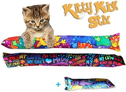 Kitty Kick Stix 15" Original Catnip Kicker Toy (Set of 2), Handmade in USA by Cat Lovers, Interactive Natural Cat &amp; Kitten Toy, Packed with 100% Potent Catnip for All Breeds (15" +6" Combo)