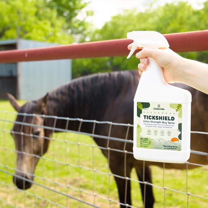 Cedarcide Extra- Strength Tickshield | Deep Woods Cedar Oil Tick &amp; Mosquito Repellent Spray Kills &amp; Repels Ticks, Fleas, Chiggers and Mosquitoes| For People &amp; Pets | Natural Essential Oils | Quart
