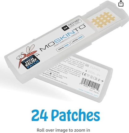 Moskinto, The Original Mosquito Itch Relief Patches for Kids &amp; Adults, Bug Bite Patches Soothe Swelling &amp; Itching Instantly, Anti Itch Bug Bite Relief, Suction Tool Alternative Travel Pack, 24 Count
