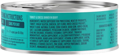 A Strong Heart Canned Wet Cat Food, Turkey &amp; Cheese Dinner in Gravy - 5.5 oz Cans (Pack of 24), Made in The USA with Real Turkey