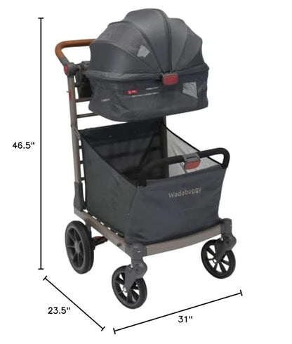 Pet Foldable Cart - Luxury Cat &amp; Dog Stroller with Extra Large Shopping Basket, Cup Holders, &amp; Ventilated Canopy - Easy Fold Pet Stroller for Cats &amp; Dogs