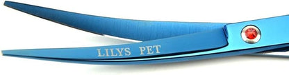 LILYS PET Professional PET Grooming Scissors Kit,Coated Titanium,Sharp and Strong Stainless Steel Blade for Dogs Cats Hair Cutting,3 Pieces of Scissors with a Comb and a Case (8.0 inches, Blue)