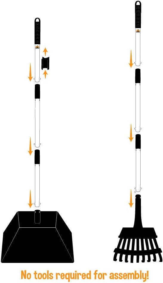 Bodhi Dog Pooper Scooper for Large Dogs - Heavy Duty Metal Poop Scoop w/Long Handle Tray &amp; Rake - Dog Poop Scooper for Yard, Grass, Street, Gravel &amp; Outdoor Areas - Pet Waste Cleanup Tool