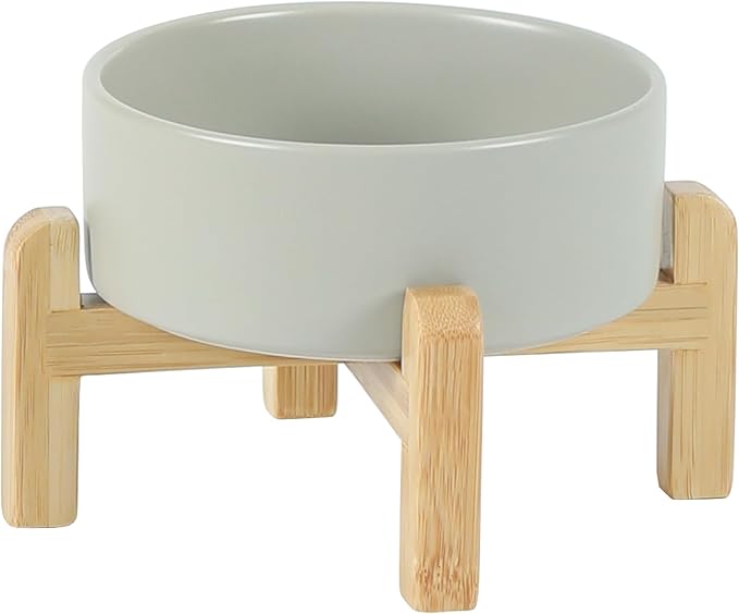Ceramic Raised Dog and Cat Bowl Set, 2 Heights Elevated Stand, Food and Water Bowl for Small Breed Dogs, Cats, Kitty, Weighted Dog Dishes, Pet Bowls(5.1&