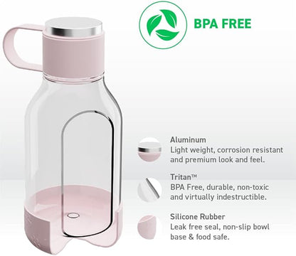 Asobu Buddy Bottle a Stainless Steel Insulated Water Bottle for with Removable Dog Water Bowl and Dog Food and Treat Storage Bowl (Pink, Tritan 50 oz Water Bottle with Bowl)