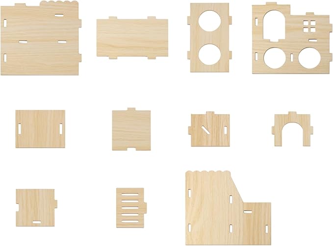 Multi-Chamber Hamster Hideout &amp; House, Natural Wood Small Animal Cage Accessories for Dwarf Hamsters, Gerbils and Mice – Ventilated Design with Structure