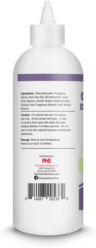 Ear Cleansing Solution with Aloe Vera for Dogs &amp; Cats, Anti-Irritant Formula with Neutral pH and Aloe Vera, Deodorize &amp; Gently Clean - 8 fl oz