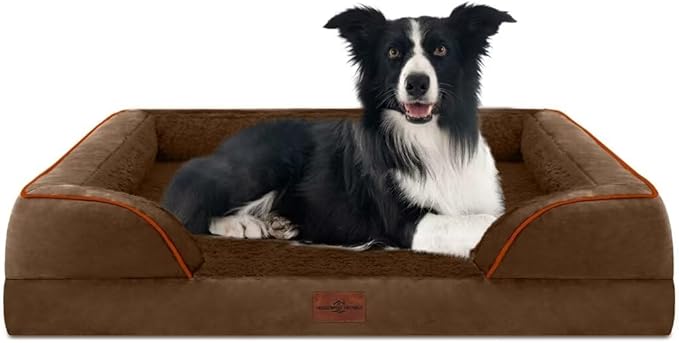 Comfort Expression Large Dog Beds Orthopedic Foam, Waterproof Dog Beds for Dogs, Comfy Pet Bed Sofa with Washable Removable Cover &amp; Non-Slip Bottom(Large,Chocolate Brown)