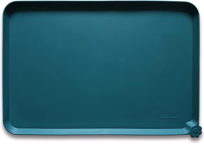 Hoki Found L Silicone Pet Food Mats - Non Slip Dog Cat Bowl Placemats - Waterproof Dog Cat Food Mats - For Carpet &amp; Sicilian Ocean