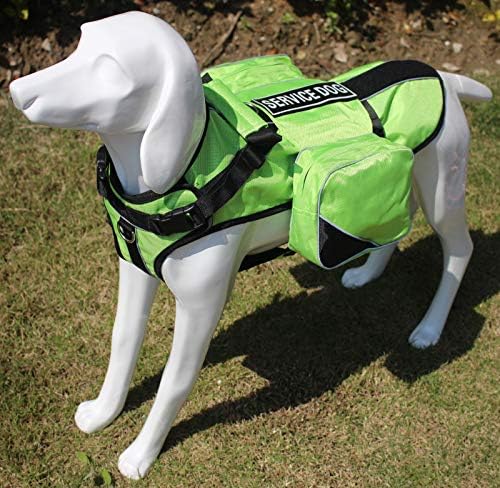 Serijoars Dog Vest Harnesses with Saddlebag Backpack for Camping &amp; Travel - Reflective Hound Hiking Backpack Saddle Bag - Lightweight Vest Harness for Medium &amp; Large Dogs (Green, S)