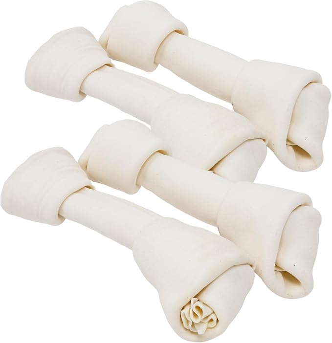 hotspot pets 10 Inch Large Rawhide Dog Bones - Made from Grass Fed Cows - Long Lasting Chews Great for Dental &amp; Oral Care - Bones for Aggressive Chewers &amp; Large Dogs (10 Inch - 4 Count)