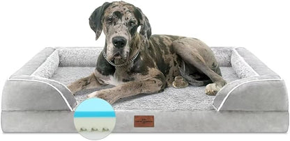 Comfort Expression XXL Dog Beds Waterproof for Extra Large Dogs, Orthopedic Memory Foam Dog Bed for Giant Dogs, Washable Pet Sofa Couch with Bolster &amp; Removable Cover(XX-Large,Light Grey)