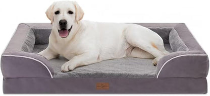 Comfort Expression Jumbo Dog Bed for Extra Large Dogs, Large Breed Waterproof Orthopedic Dog Bed, PV Washable Dogs Sofa Beds with Removable Cover &amp; Non-Slip Bottom(Jumbo,Purple)