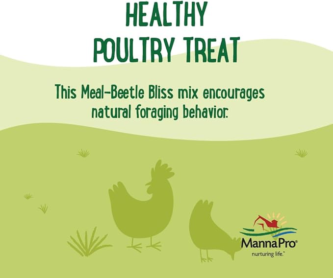 Manna Pro Farmhouse Favorites Beetle Bliss Poultry Treat – Blend of Mealworms and Beetles – All Natural Treat for Chickens, Ducks, Geese, Turkeys, &amp; Guinea Fowl – 45% Protein – 2lb Bag