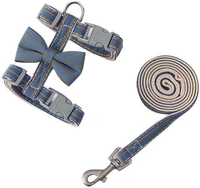 Butterfly Bow Tie Cat Harness and Leash Set - Adjustable, Escape-Proof, Breathable Kitten Vest with Cute Design for Small Cats &amp; Indoor/Outdoor Safety Blue S