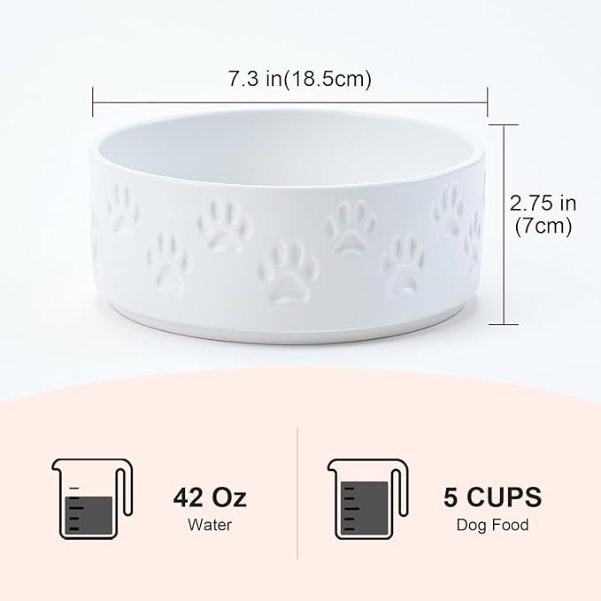 SPUNKYJUNKY Ceramic Dog Bowls 2 Pack, 7.3&