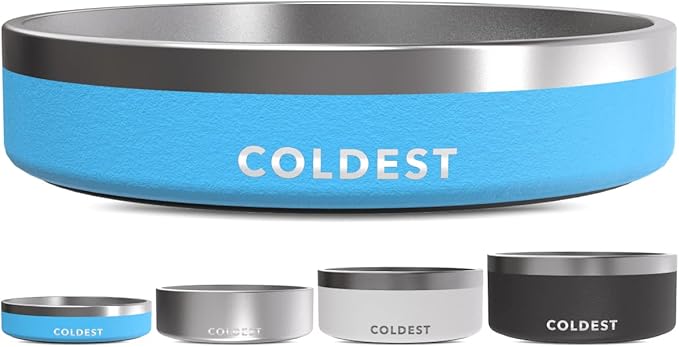Coldest Dog Bowl - Anti Rust Metal, Non Slip, 3 Layers Insulated Stainless Steel Dog Bowls - Spill Proof &amp; Heavy Duty - Water Bowl for Dogs, Cats &amp; Pets, Dish Washer Safe (21 oz, Celestial Blue)