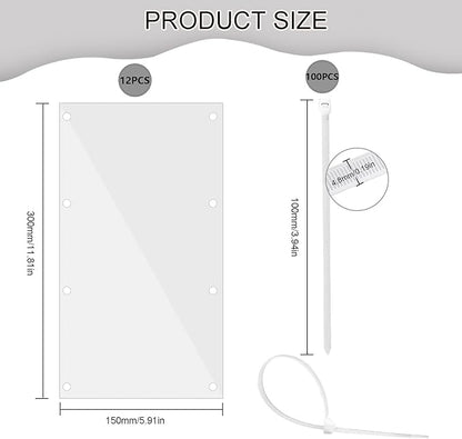 Pet Cage Liner Protection, Rabbit Cage Plastic Panels, 12 PCS Cage Urine Guard for Rabbit, Guinea Pig, Hamster, Hedgehog, Chinchilla, Ferret, Bunny - Transparent, 11.8"x5.9"