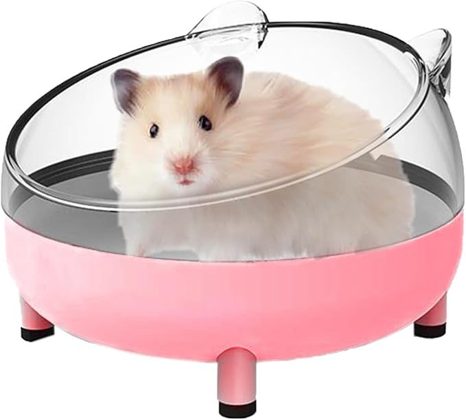 Meow&amp;Woof Hamster Sand Bath Container, Large Sandbox Toilet Gerbil Batheoom, Tiny Chinchilla Dust Bathtub Sand Bath Box for Hamster Cage Accessories 6.5 Inch-Pink