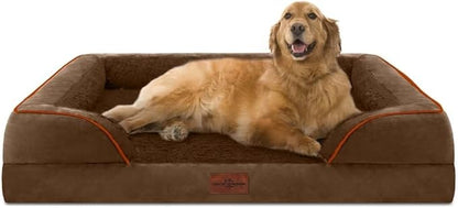 Comfort Expression XL Orthopedic Dog Beds for Extra Large Dogs, Waterproof Dog Bed with Bolster, Washable Dogs Bed Sofa Pet Beds with Removable Cover &amp; Non-Slip Bottom(X-Large,Chocolate Brown)