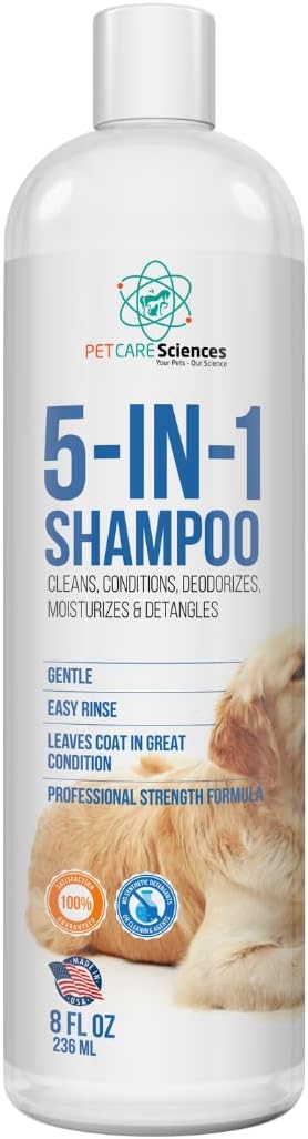 8 floz 5 in 1 Dog Shampoo for Itchy Skin - Sensitive Skin Dog Shampoo for Smelly Dogs - Dog Shampoos &amp; Conditioners - Made in The USA