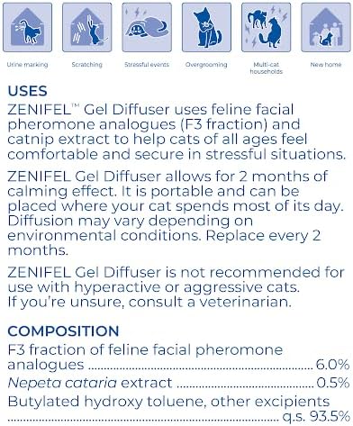 Virbac Zenifel Gel Diffuser for Managing Stress-Related Behaviors in Kittens &amp; Cats - No Electricity Needed - Lasts Up to 2 Months - 1 Diffuser