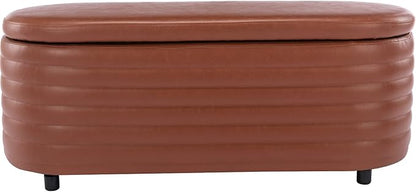 Kmax Storage Bench PU Leather Entryway Bench Upholstered Ottoman Bench for Bedroom Living Room Hallway, Brown