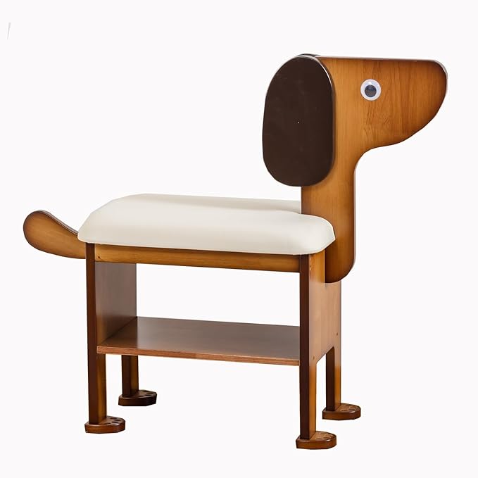 latifolia Puppy Shoe Bench, 2-Tier Solid Wood Entryway Organizer, Cute Pet-Shaped Shoe Bench for Hallway &amp; Living Room(19.68 inch)