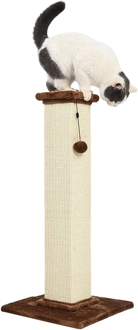 Amazon Basics Cat Scratcher - Indoor Classic Single Cat &amp; Kittens Scratching Post with Sisal Rope, Jute Fiber, Large (35.4"H) - Brown