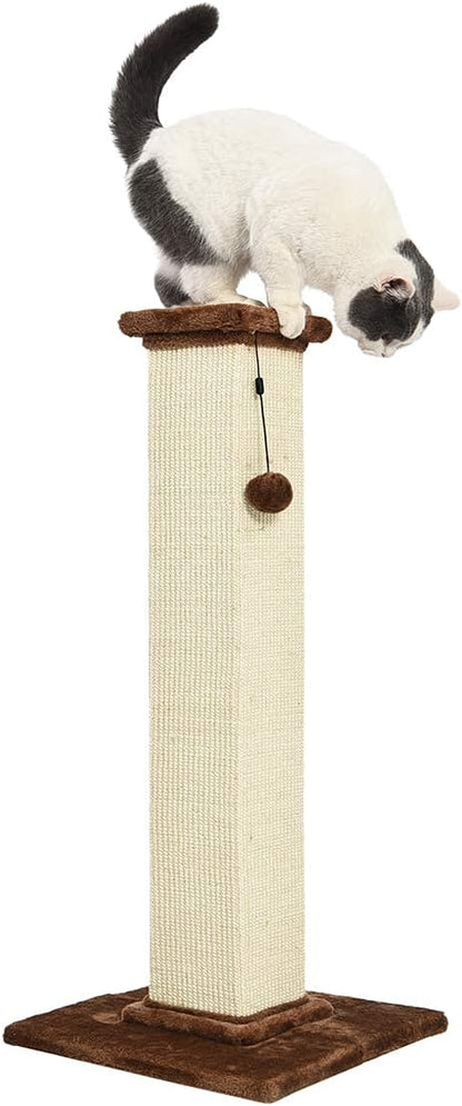 Amazon Basics Cat Scratcher - Indoor Classic Single Cat &amp; Kittens Scratching Post with Sisal Rope, Jute Fiber, Large (35.4"H) - Brown