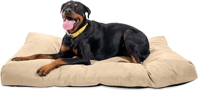 K9 Ballistics Tough Rectangle Pillow XL Dog Bed - Removable Cover, Washable, Durable &amp; Water Resistant Dog Bed Made for X-Large Dogs 54"x38", Sandstone