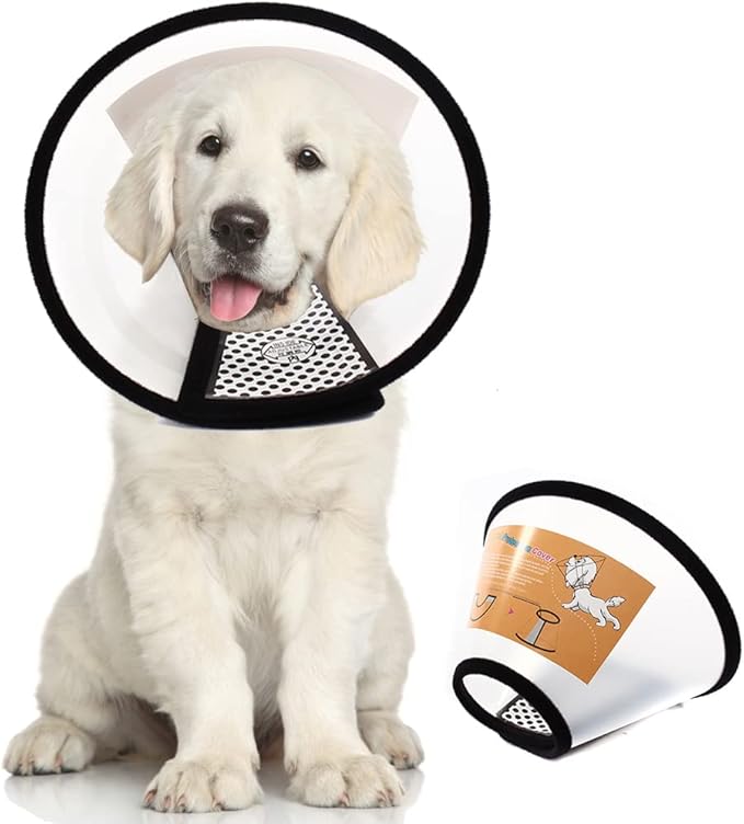 Plastic Pet Recovery Collars &amp; Cones for Dogs and Cats After Surgery Adjustable Dog Neck Cone Surgical Elizabeth E-Collar Prevent Biting and Stop Licking Wound (L)