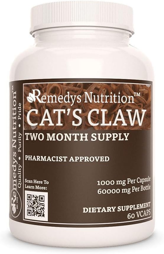 Cat’s Claw Bark &amp; Root | 1,000 mg, 60 Vegan Capsules Herbal Dietary Supplement | Two Month Supply