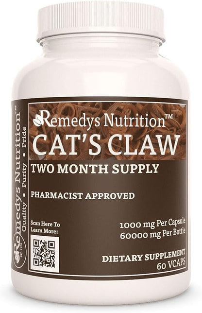 Cat’s Claw Bark &amp; Root | 1,000 mg, 60 Vegan Capsules Herbal Dietary Supplement | Two Month Supply