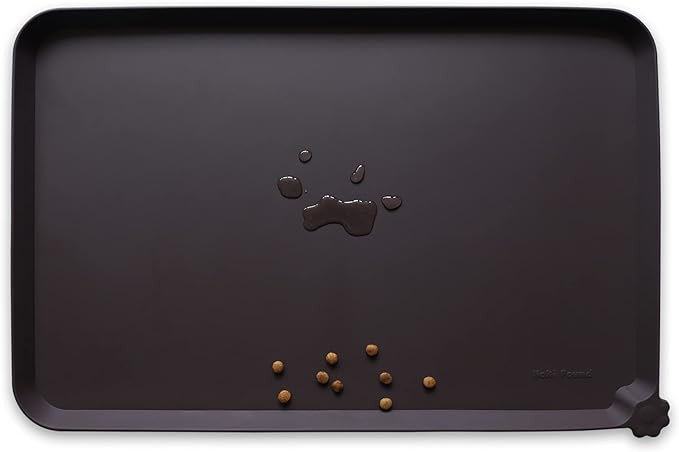 Hoki Found X-Large Silicone Non-Slip Pet Feeding Mats - Waterproof, Ideal for Dogs, Cats &amp; Carpets - Dark Oak