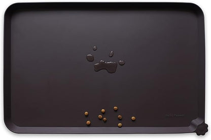 Hoki Found X-Large Silicone Non-Slip Pet Feeding Mats - Waterproof, Ideal for Dogs, Cats &amp; Carpets - Dark Oak