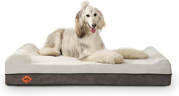 Laifug Orthopedic Memory Foam Dog Bed Extra Large Dog Bed with Pillow and Durable Water Proof Liner &amp; Removable Washable Cover &amp; Smart Design(Dark Grey)