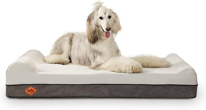 Laifug Orthopedic Memory Foam Dog Bed Extra Large Dog Bed with Pillow and Durable Water Proof Liner &amp; Removable Washable Cover &amp; Smart Design(Dark Grey)