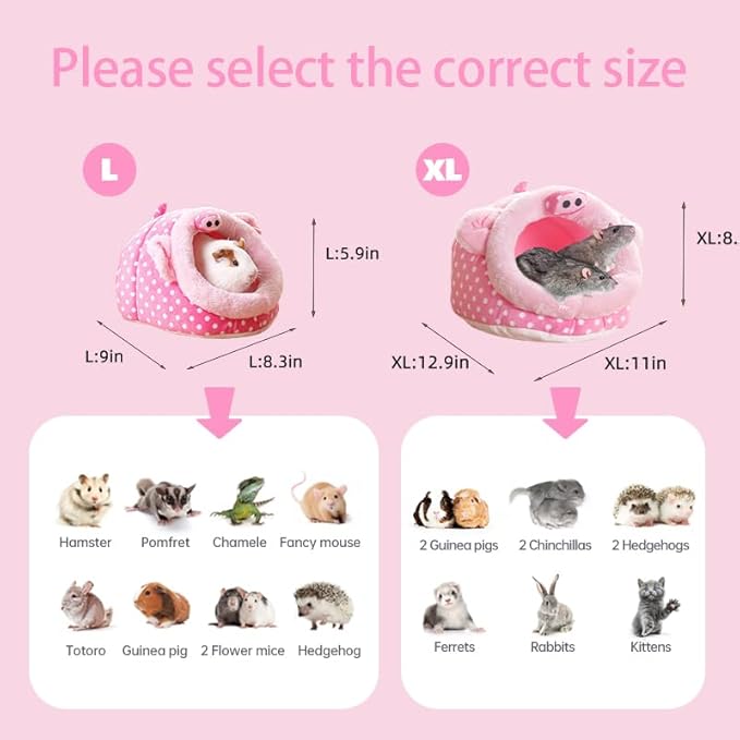 Guinea Pig Bed House &amp; Hideout for Rat Bearded Dragon Hedgehog Ferret to Sleep and Hide, Guinea Pig Cage Accessories Habitat Décor (Large, 3.Pig)