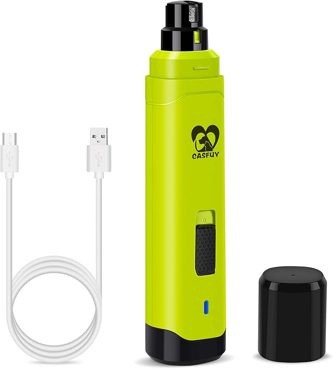 Casfuy Dog Nail Grinder Upgraded - Professional 2-Speed Electric Rechargeable Pet Nail Trimmer Painless Paws Grooming &amp; Smoothing for Small Medium Large Dogs &amp; Cats (Green)