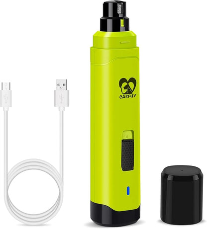 Casfuy Dog Nail Grinder Upgraded - Professional 2-Speed Electric Rechargeable Pet Nail Trimmer Painless Paws Grooming &amp; Smoothing for Small Medium Large Dogs &amp; Cats (Green)