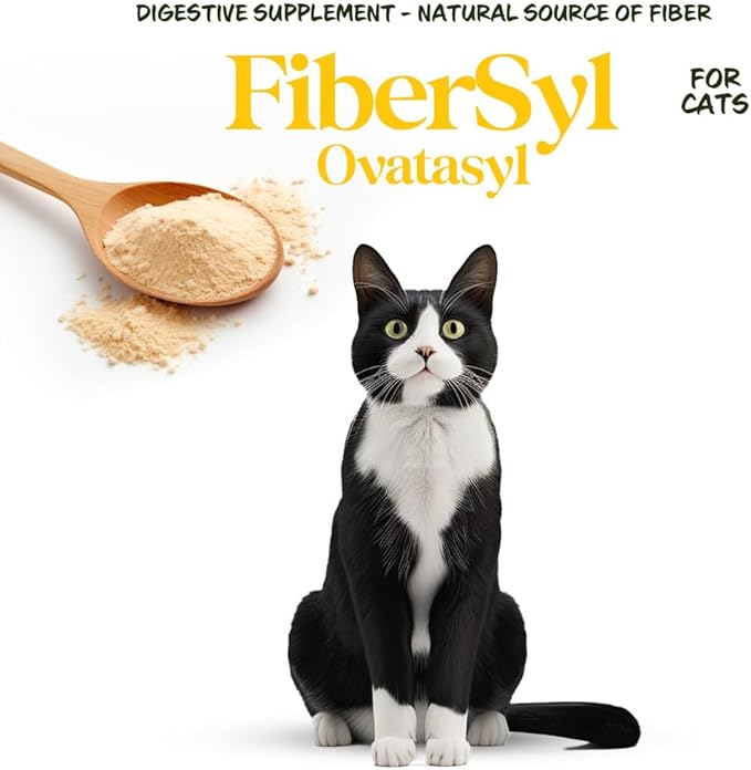 FiberSyl Ovatasyl Prebiotics for Cats Digestive Health - Cat Fiber Supplements for Constipation Relief &amp; Support - Psyllium Husk Seed to Support Digestion Problems - Cat Stool Hardener - 60 Capsules