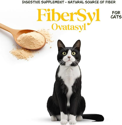 FiberSyl Ovatasyl Prebiotics for Cats Digestive Health - Cat Fiber Supplements for Constipation Relief &amp; Support - Psyllium Husk Seed to Support Digestion Problems - Cat Stool Hardener - 60 Capsules