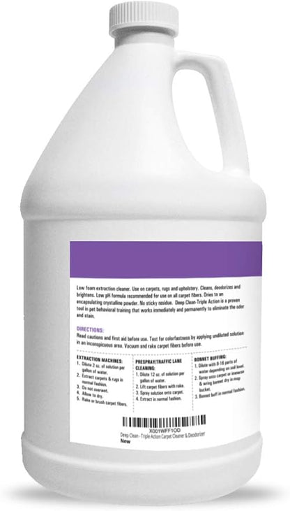 Professional Strength Deep Clean (Gal.) 3X Carpet Cleaner Solution &amp; Deodorizer, Concentrated Encapsulating Carpet Shampoo, Pet Odor &amp; Dirty Carpet Cleaning Solution 128 fl oz.