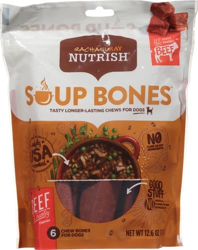 Nutrish Rachael Ray Soup Bones Dog Treats, Beef &amp; Barley Flavor, 6 Bones (Pack of 2)