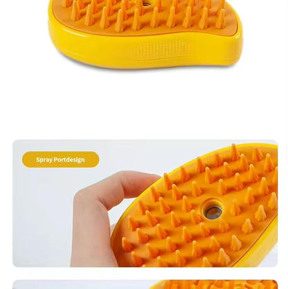 3-in-1 Rechargeable Pet Hair Brush: Massager, Steamy Comb &amp; Self-Cleaning Mist Spray for Cats &amp; Dogs